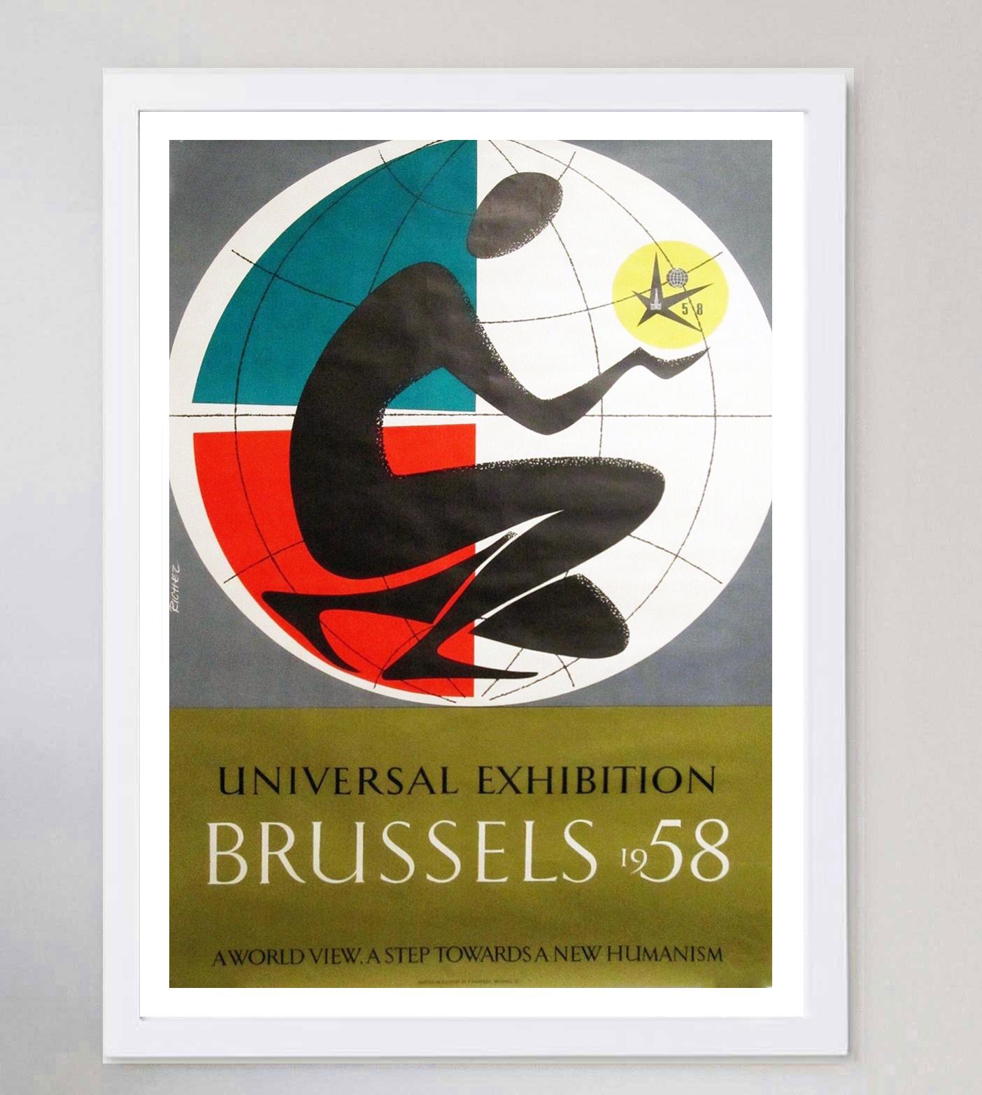 1958 Brussels World's Fair Original Vintage Poster In Good Condition For Sale In Winchester, GB