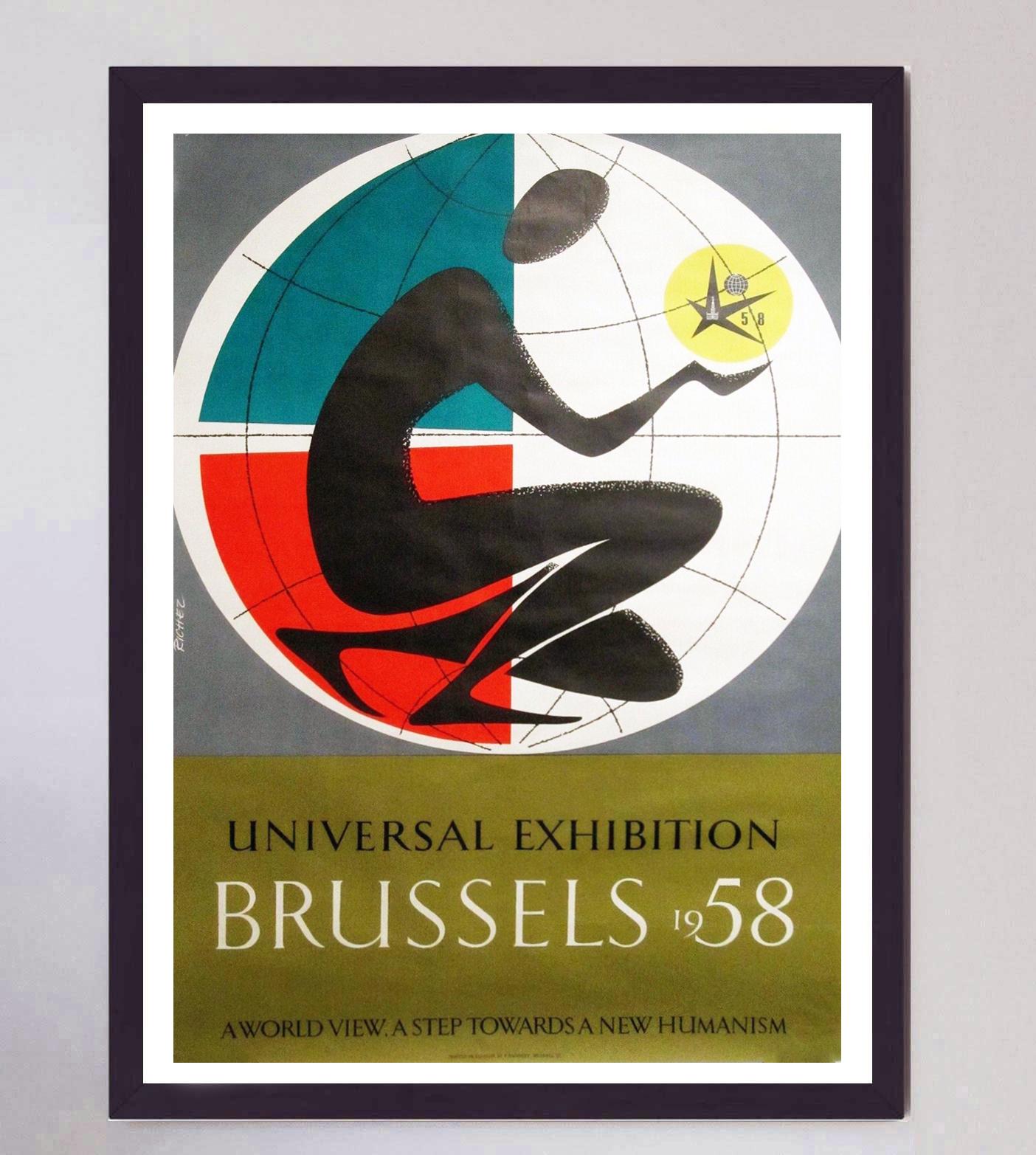 Milieu du XXe siècle Affiche vintage originale de l'Exposition universelle de Bruxelles de 1958 en vente