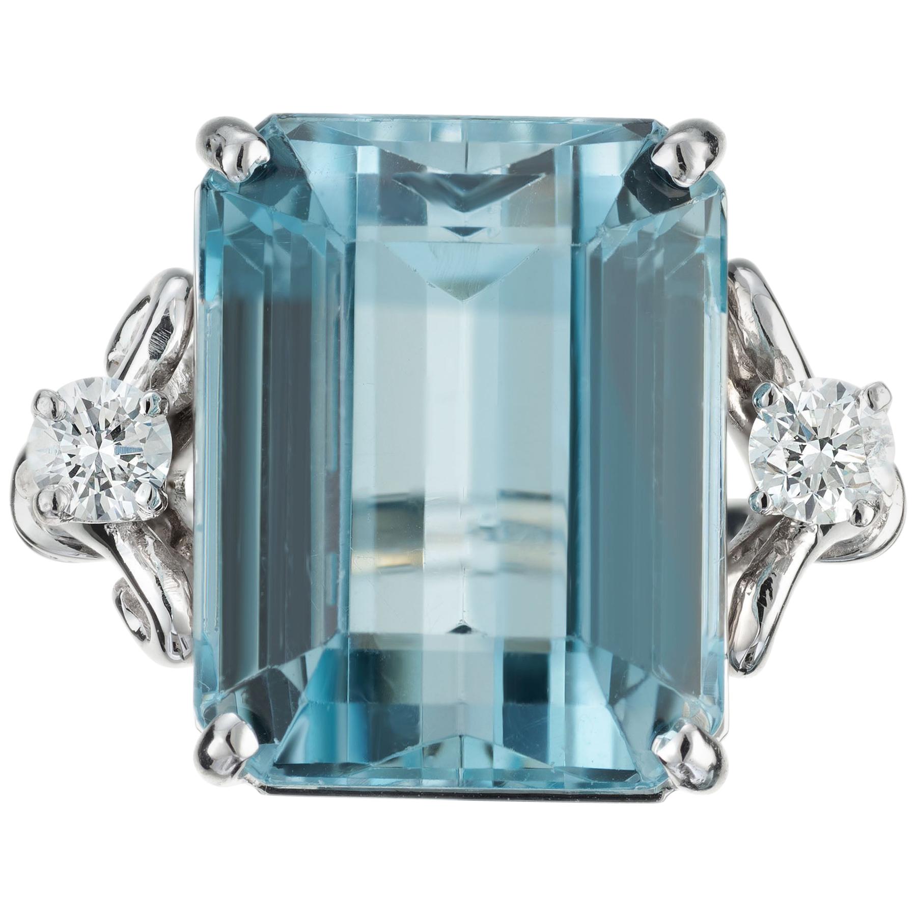 19.58 Karat Aquamarin Diamant Platin Cocktail-Ring