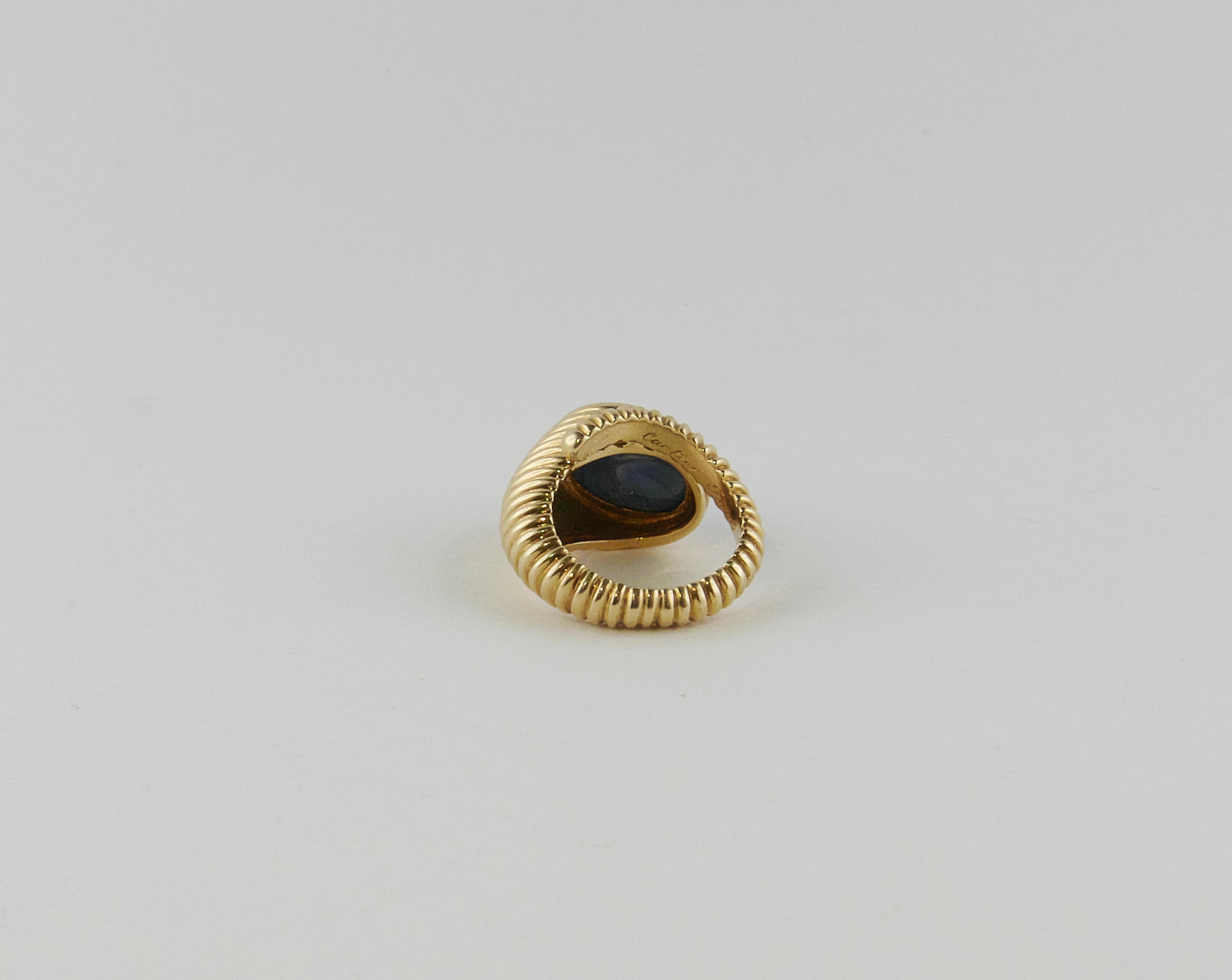 1958 Cartier Yellow Gold and Sapphire Ring  In Good Condition In Torino, IT