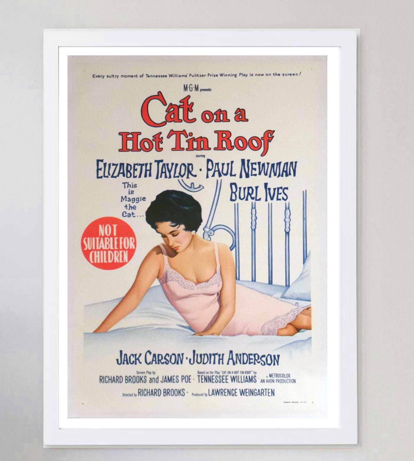 1958 Cat on a Hot Tin Roof Original Vintage Poster In Good Condition For Sale In Winchester, GB