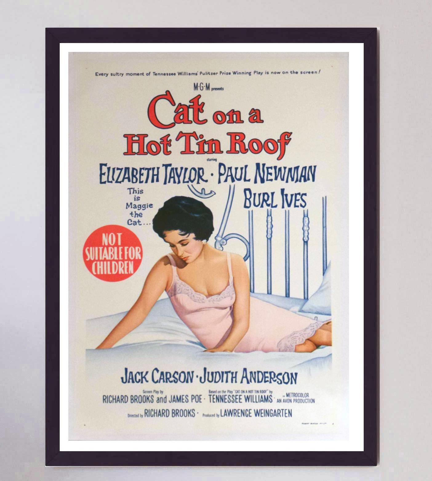 Mid-20th Century 1958 Cat on a Hot Tin Roof Original Vintage Poster For Sale