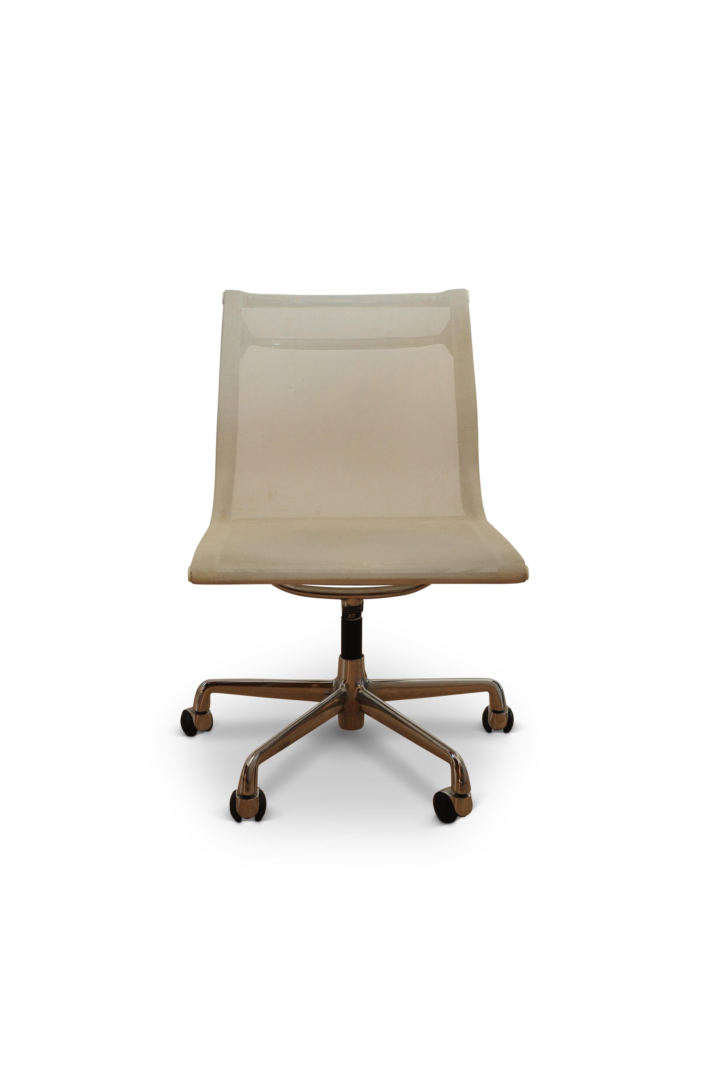 1958 Charles & Ray Eames for ICF white net weave EA108 office swivel chair.

With ICF label to underside of seating. 