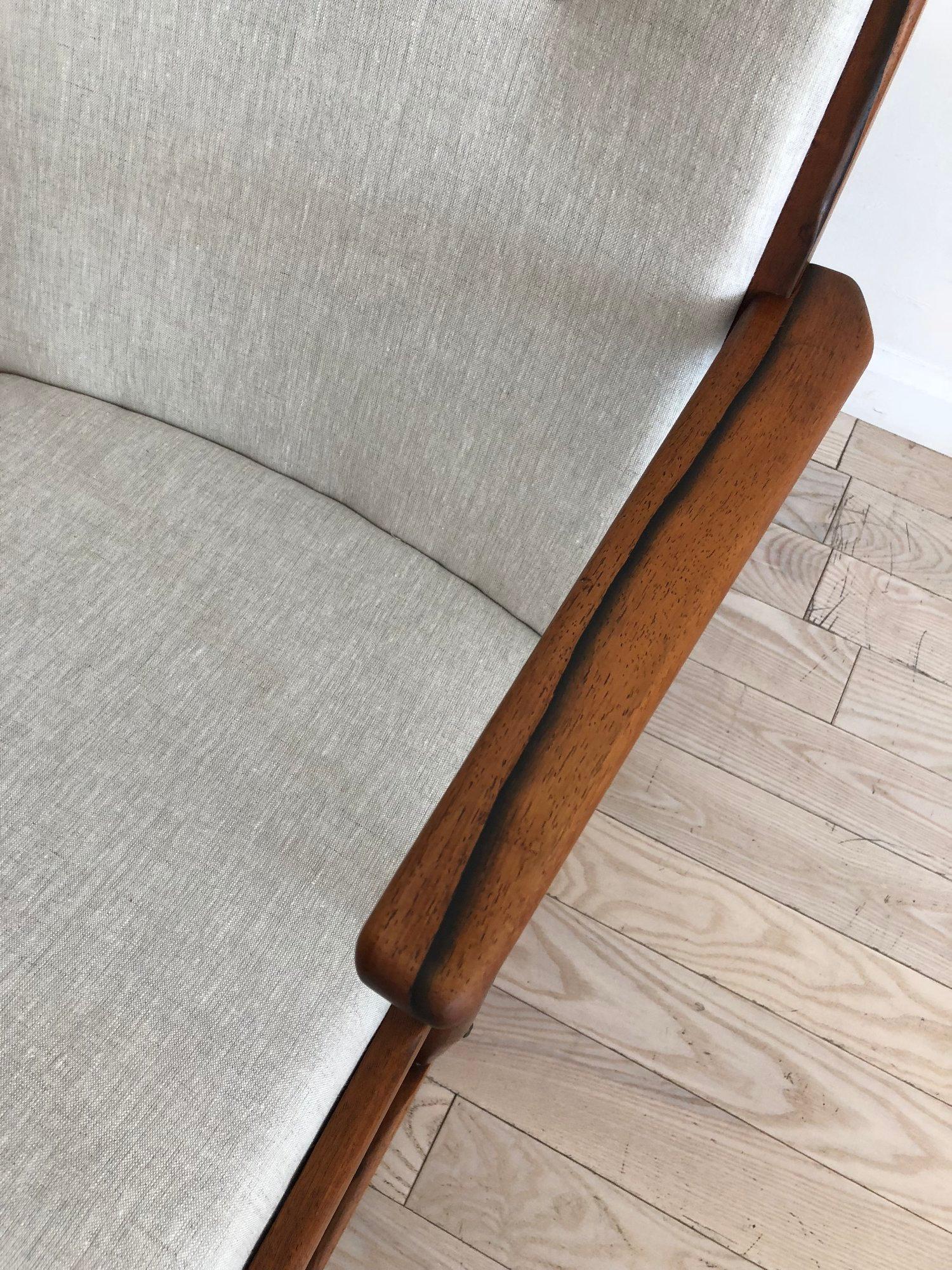 1958 Danish Rosewood Rocking Chair by Holger George Jensen Grey Linen For Sale 2