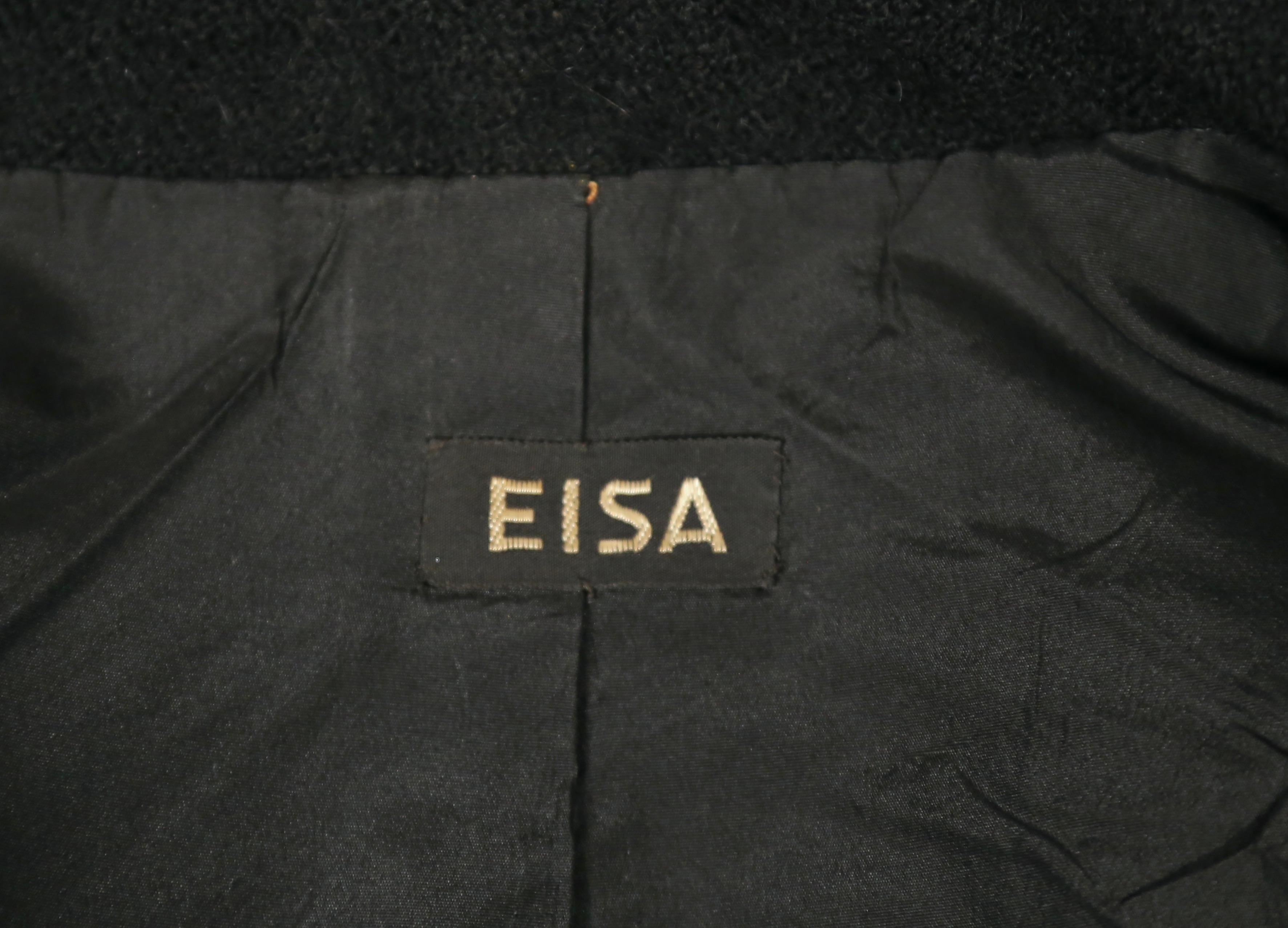 1958 EISA by CRISTOBAL BALENCIAGA haute couture tailleur jupe en laine bouclée noire en vente 10
