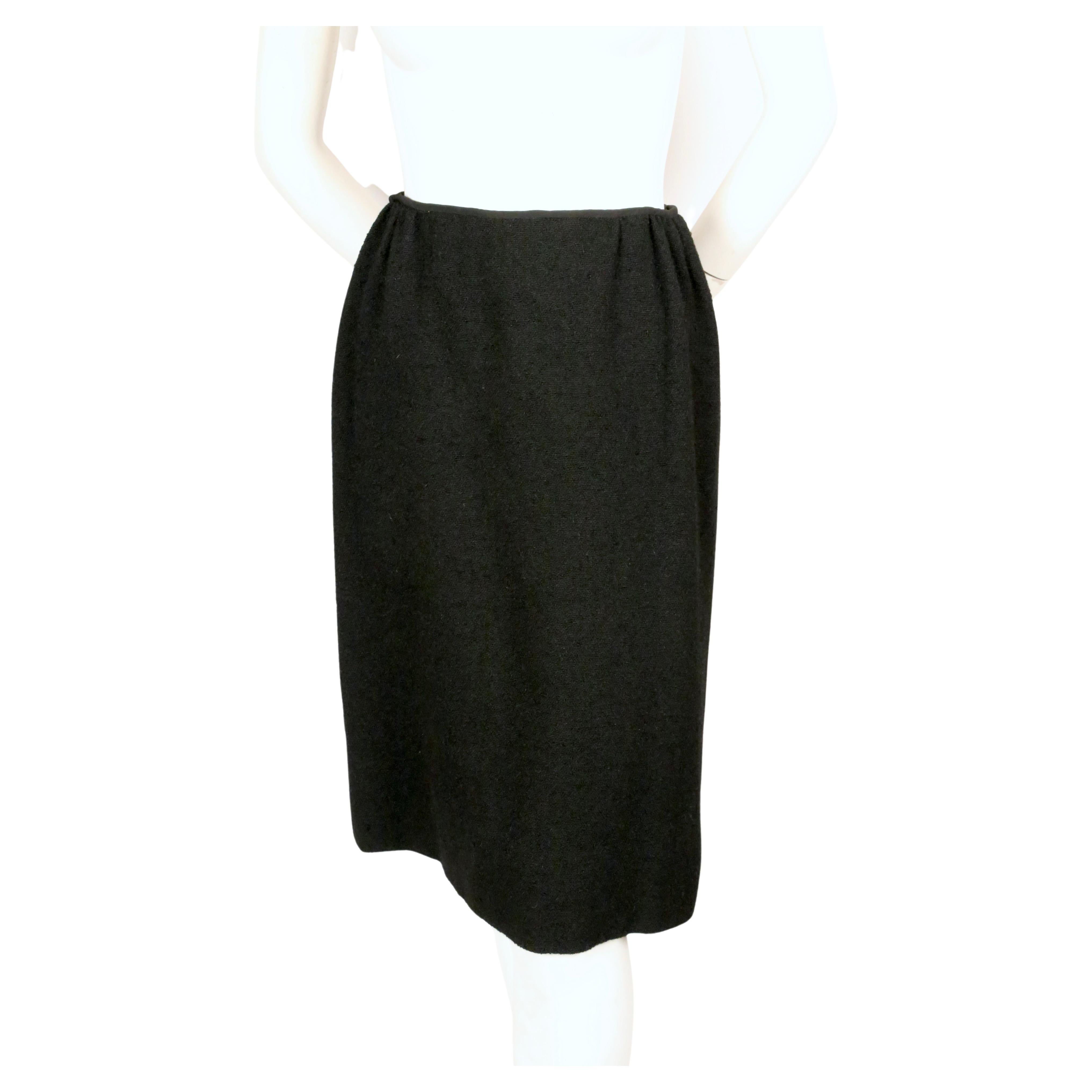 1958 EISA by CRISTOBAL BALENCIAGA haute couture black boucle wool skirt ...