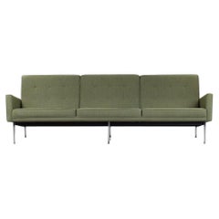 Vintage 1958 Florence Knoll Parallel Bar Three Seat Sofa, Model 57 in Green Fabric