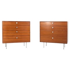 1958 George Nelson for Herman Miller Pair of Thin Edge Walnut Dresser Cabinets
