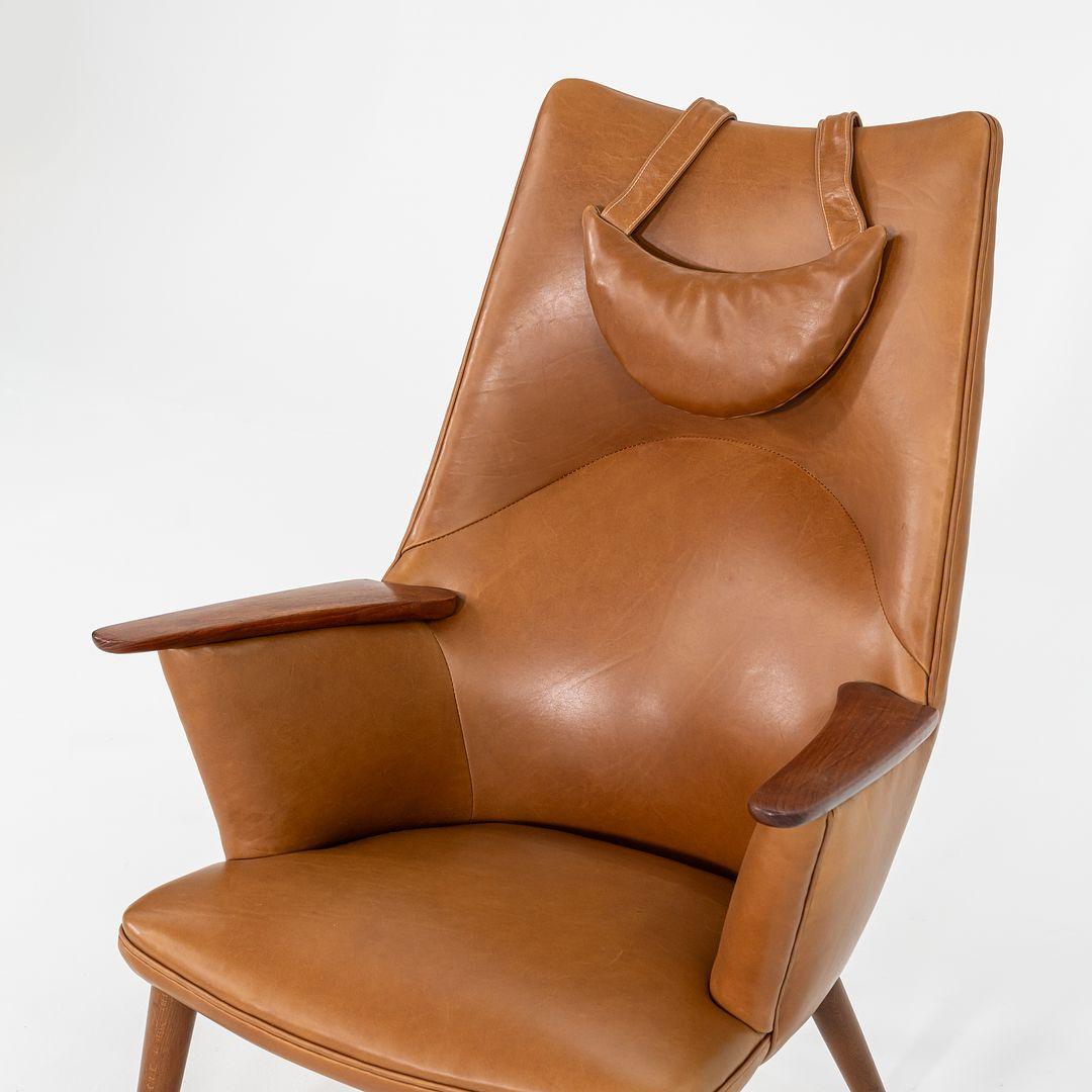 1958 Hans Wegner Loungesessel und Ottomane für A.P. Gestohlen in neuem Sattelleder im Angebot 4