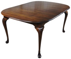 1958 Harden Mid Century Solid Cherry Queen Anne Oval Extendable Dining Table