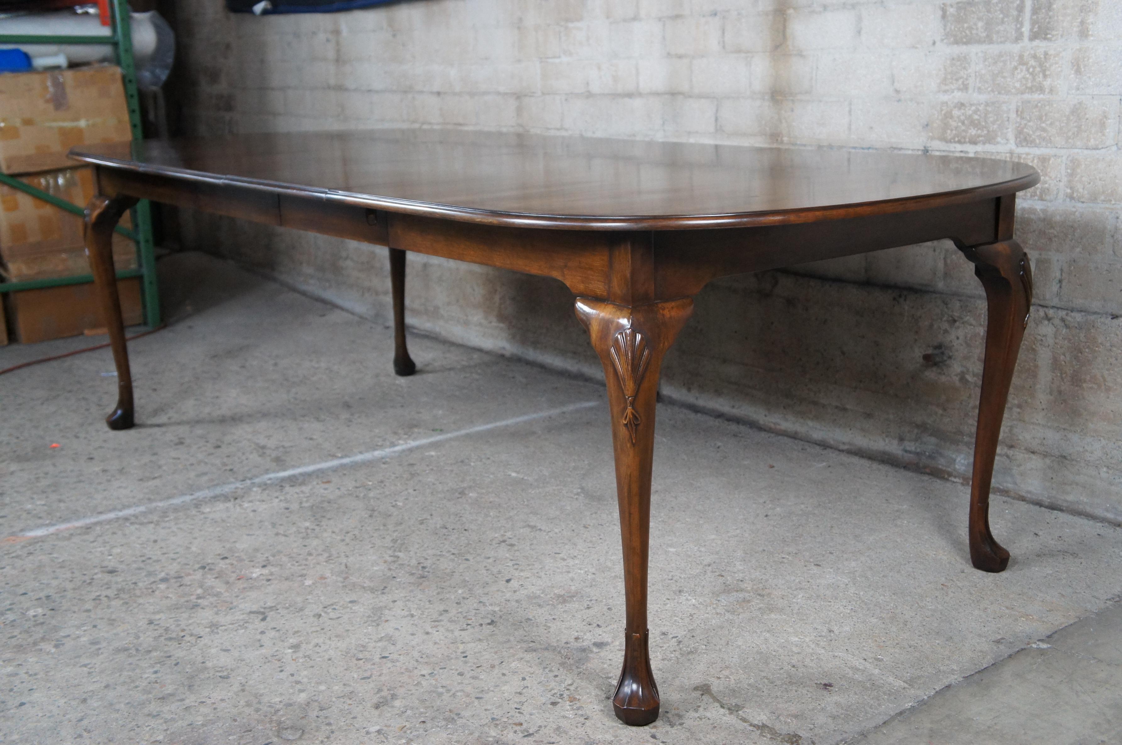 1958 Harden Mid Century Solid Cherry Queen Anne Oval Extendable Dining Table 1