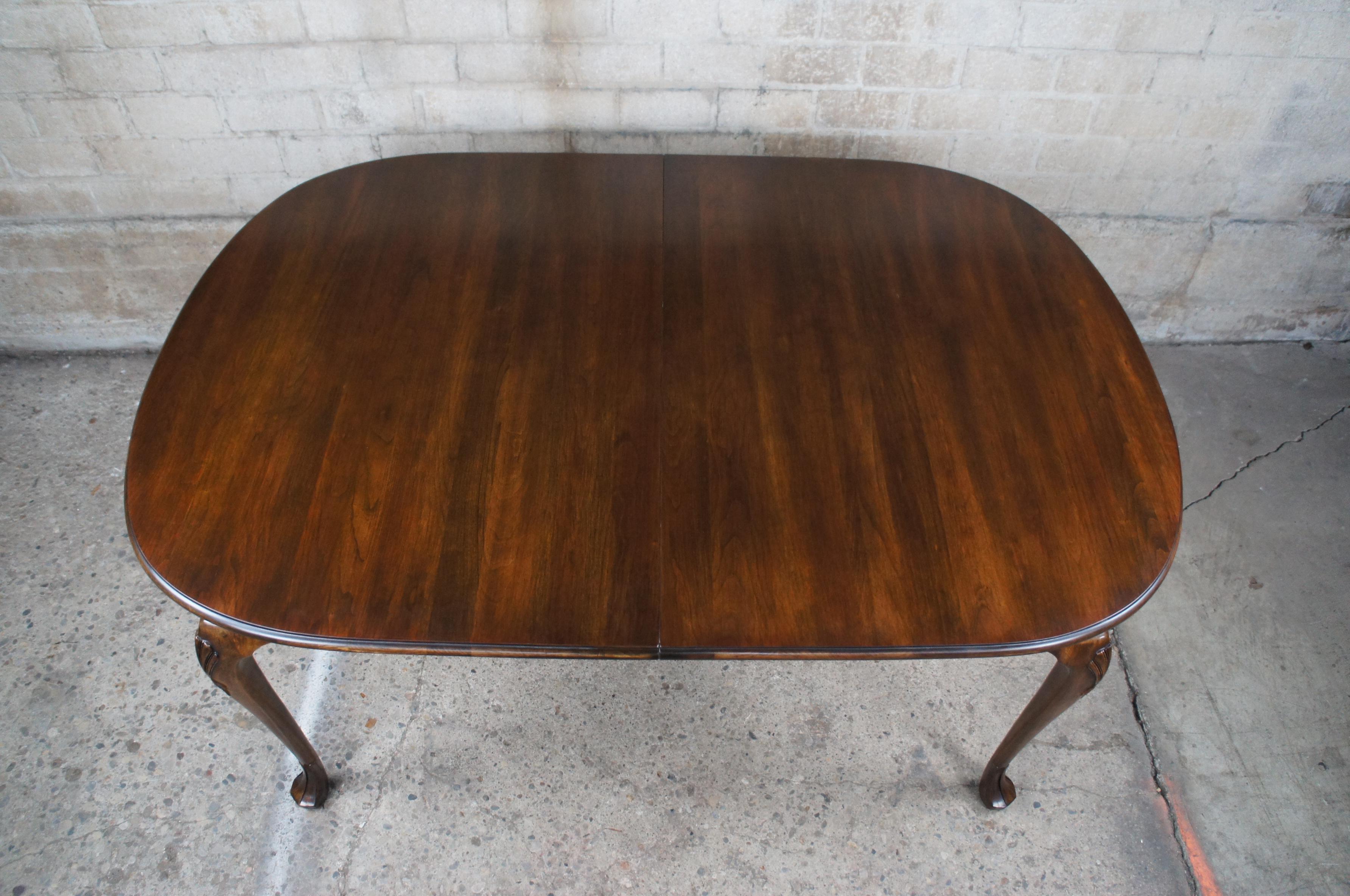 1958 Harden Mid Century Solid Cherry Queen Anne Oval Extendable Dining Table 3