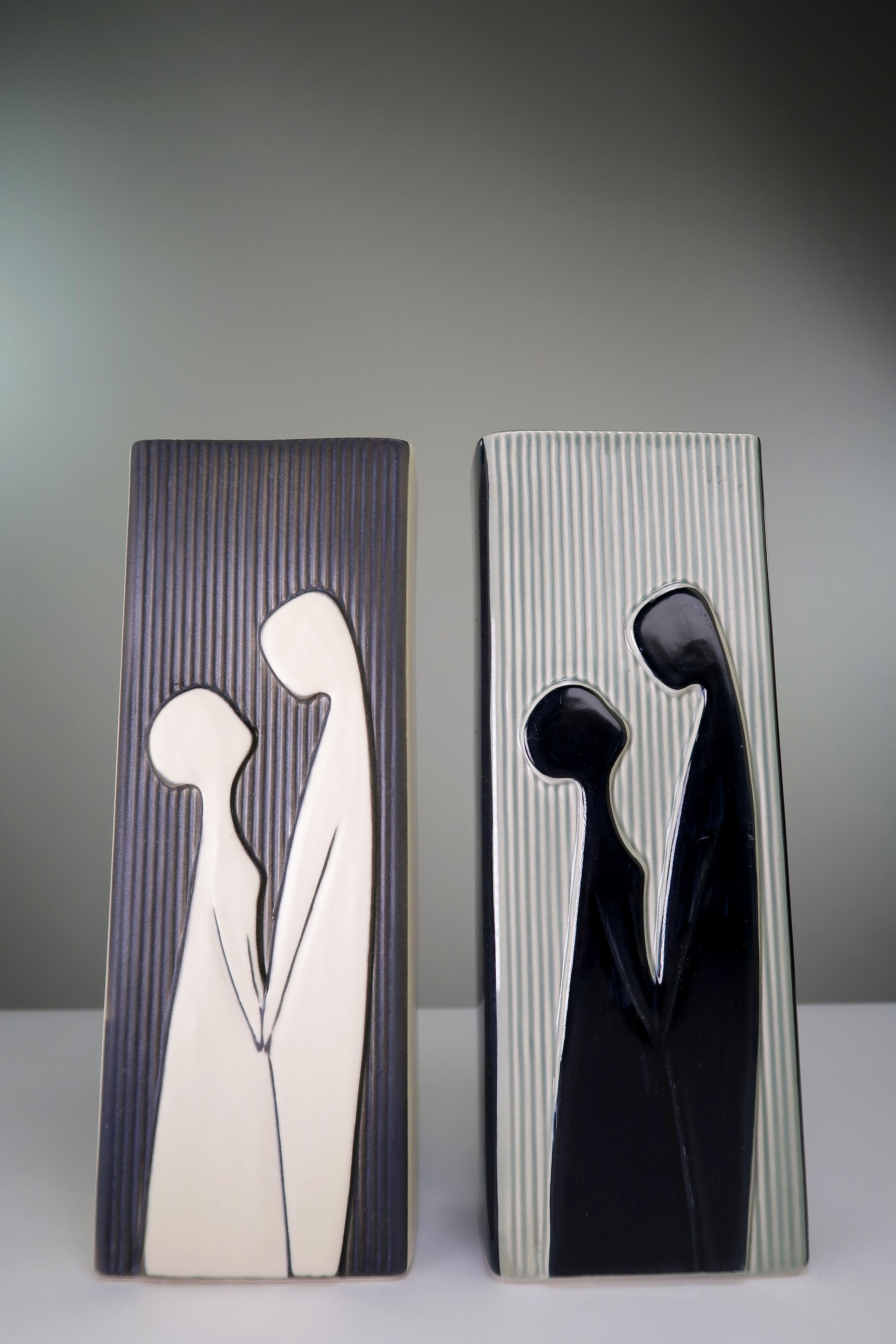 Two graphically stunning rectangular shaped vases by acclaimed designer Svend Aage Holm Sørensen from the series 