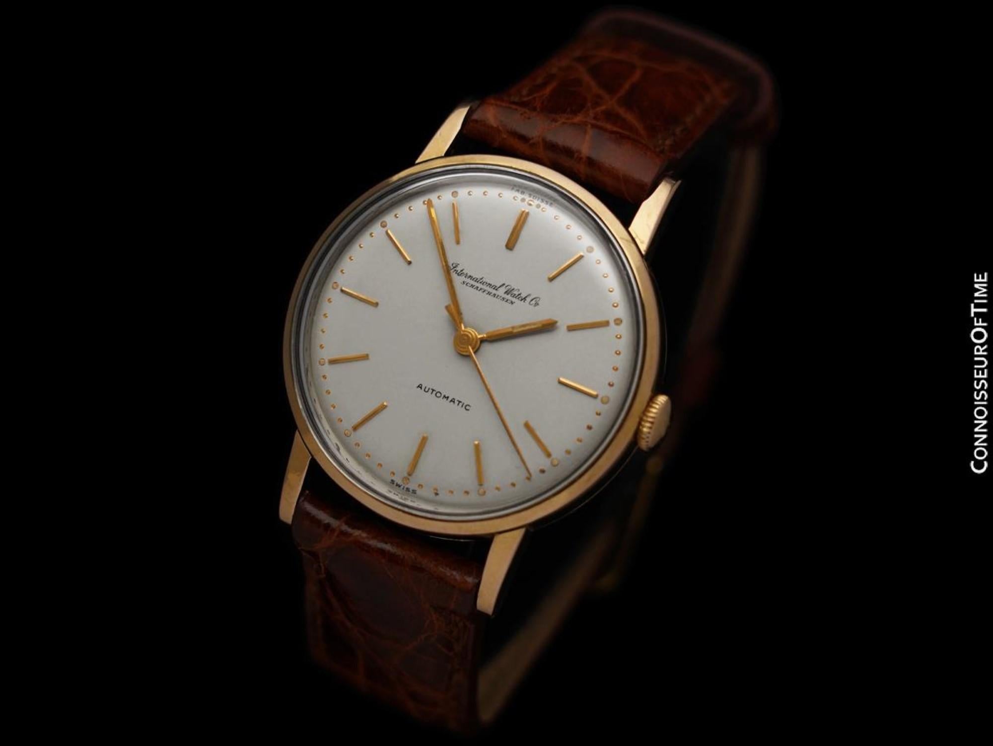 1958 IWC Vintage Cal. 853 Automatic Mens 18K Rose Gold Watch - Original Papers In Excellent Condition In Suwanee, GA