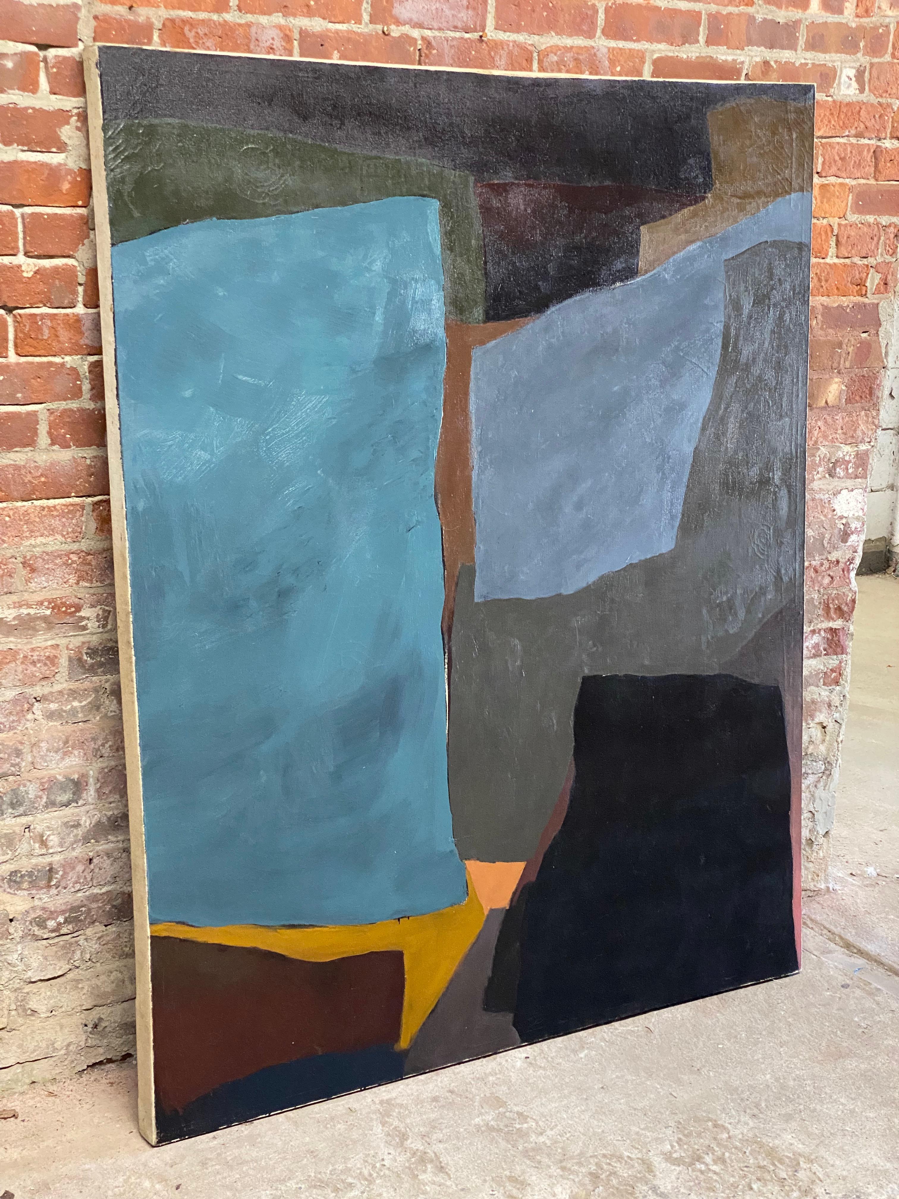 Mid-Century Modern 1958 Large Abstract Painting by Leonard Buzz Wallace For Sale
