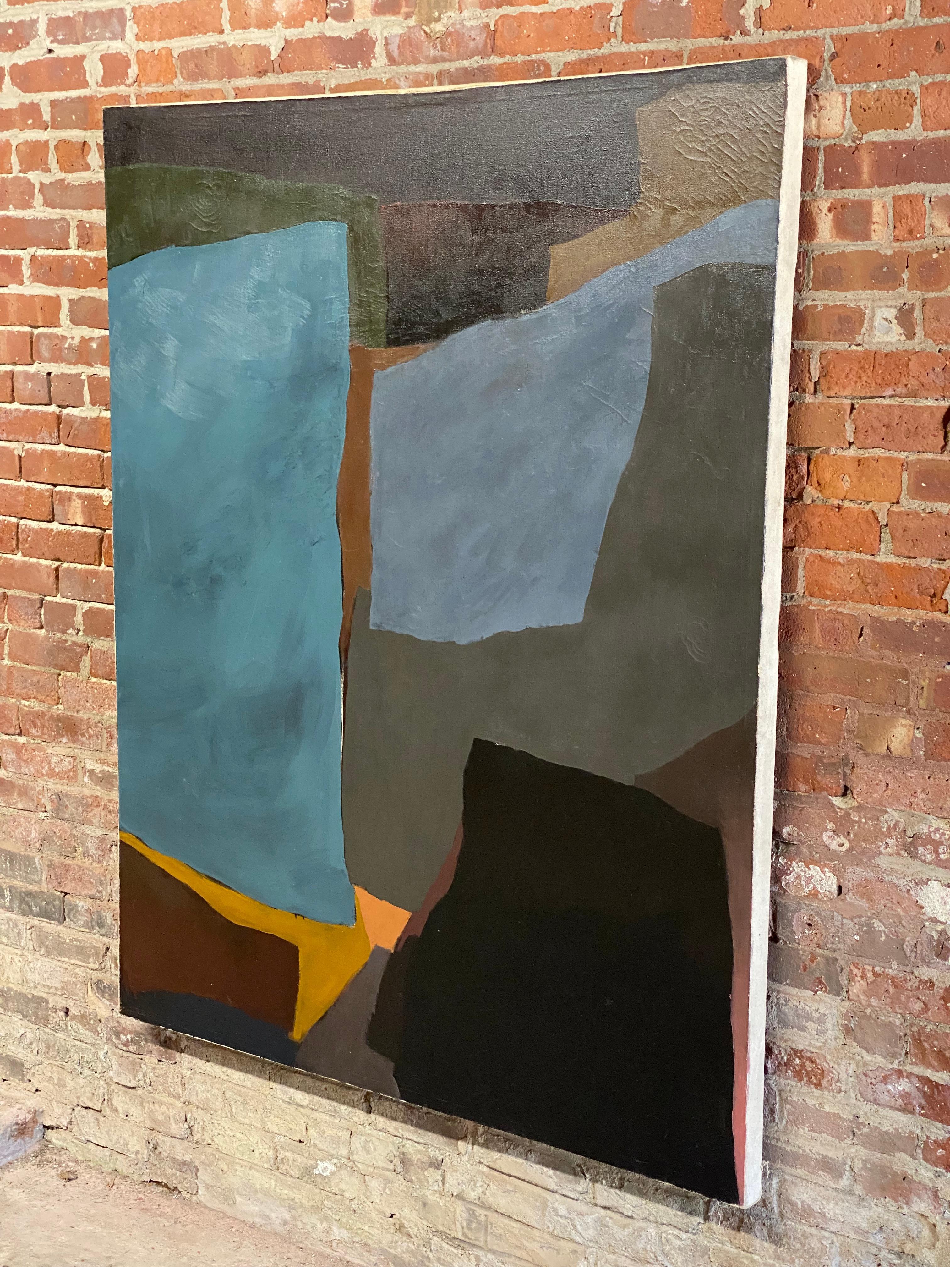 Painted 1958 Large Abstract Painting by Leonard Buzz Wallace For Sale