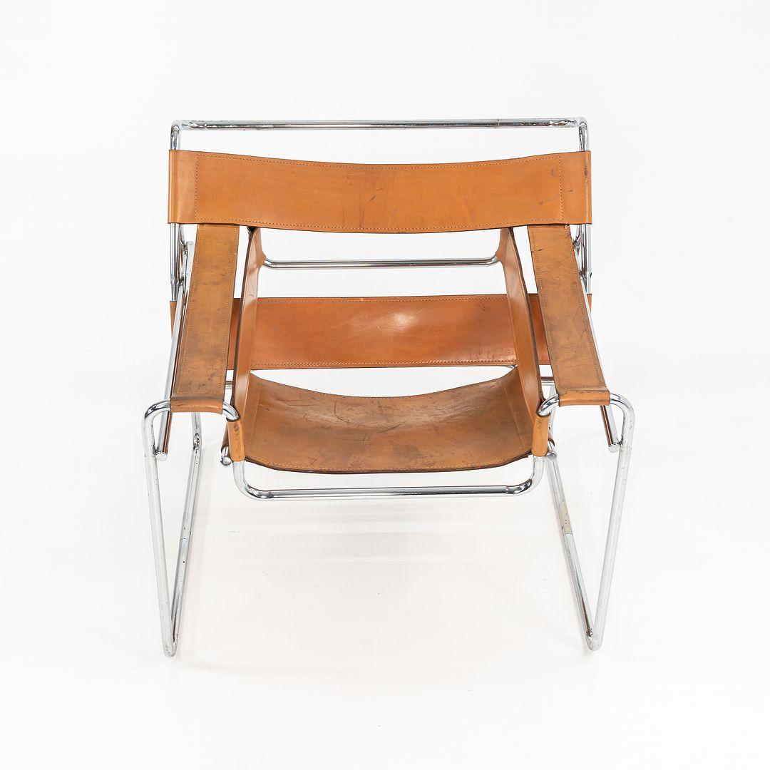 1958 Marcel Breuer B3 Wassily Lounge Chair in pelle naturale conciata al vegetale in vendita 2