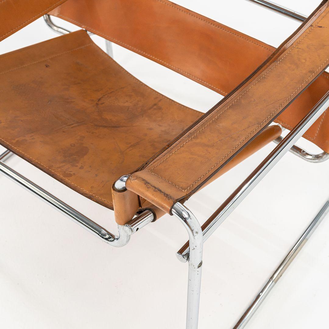1958 Marcel Breuer B3 Wassily Lounge Chair in pelle naturale conciata al vegetale in vendita 4