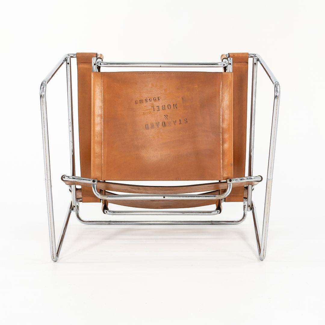 1958 Marcel Breuer B3 Wassily Lounge Chair in pelle naturale conciata al vegetale in vendita 3