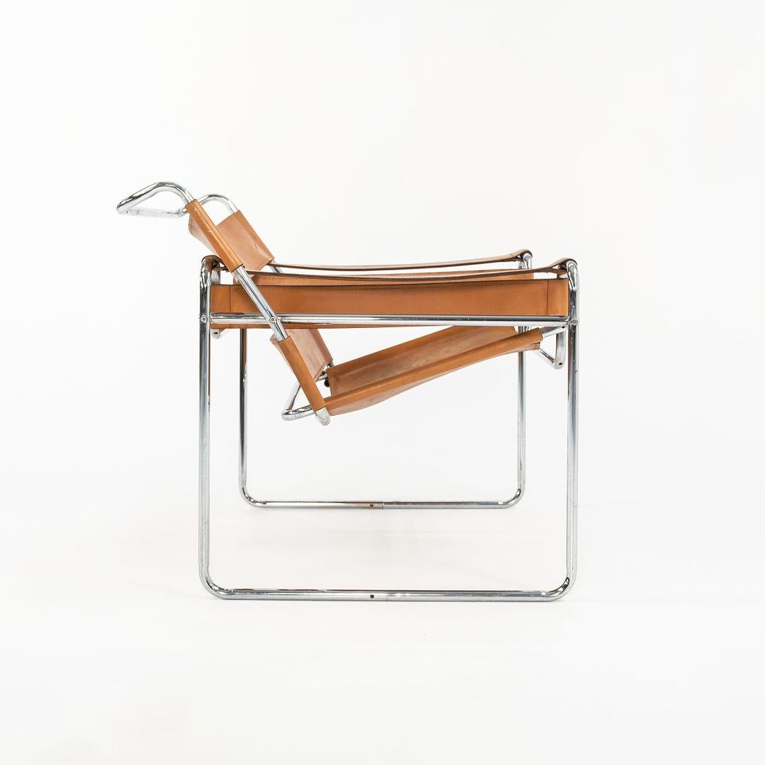 Moderno 1958 Marcel Breuer B3 Wassily Lounge Chair in pelle naturale conciata al vegetale in vendita