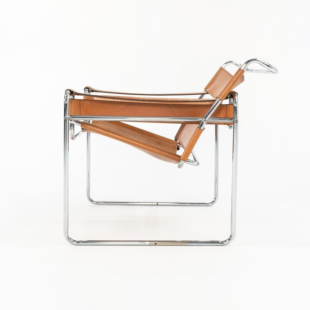 Metà XX secolo 1958 Marcel Breuer B3 Wassily Lounge Chair in pelle naturale conciata al vegetale in vendita
