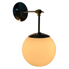 1958 MCM Blown Milk Glass Globe Sconces