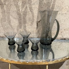 1958 Morgantown WV Hoffman House Glass Martini Pitcher & Four Glasses