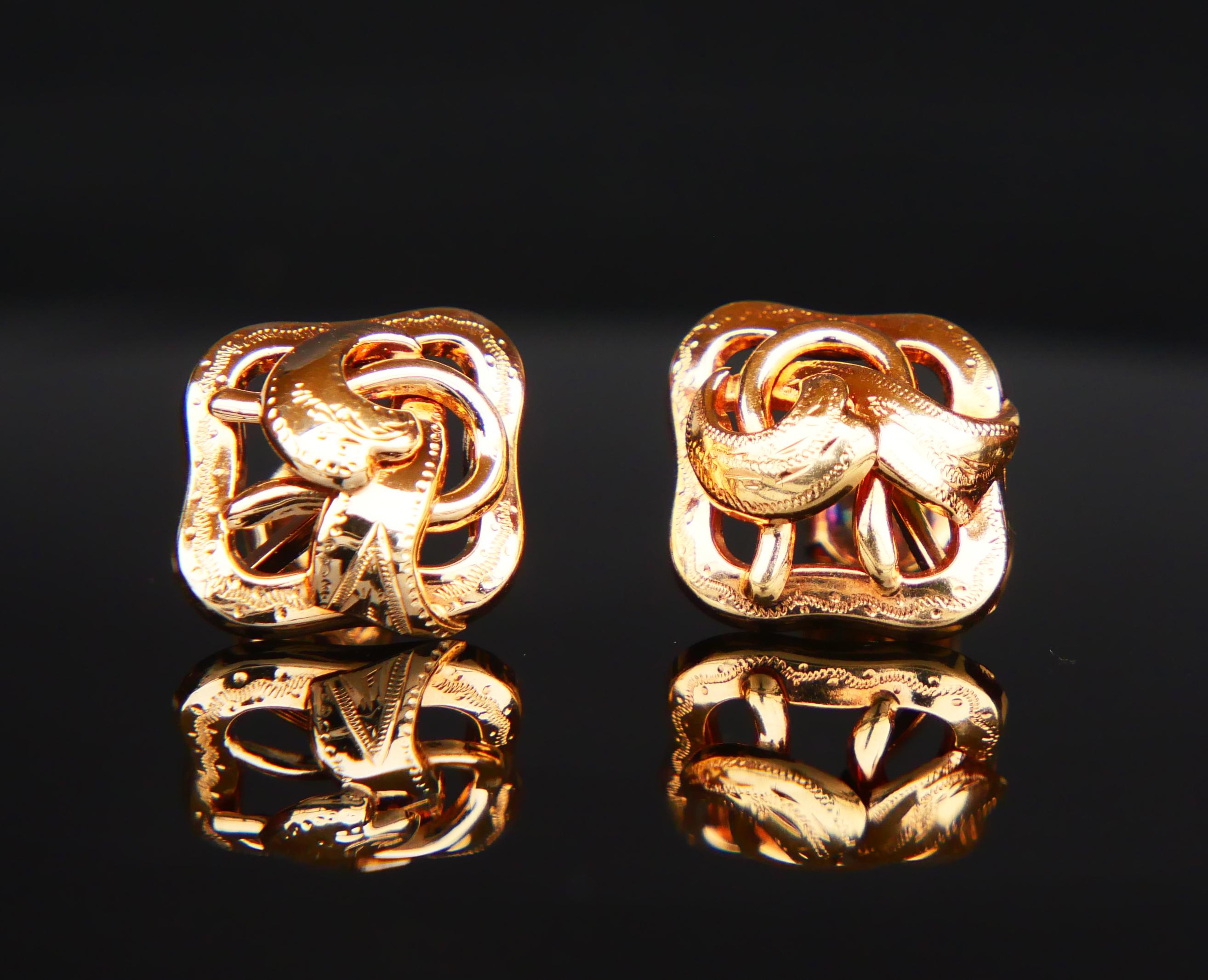 Arts and Crafts Boucles d'oreilles nordiques 1958 en or massif 18 carats (2,32 g) en vente