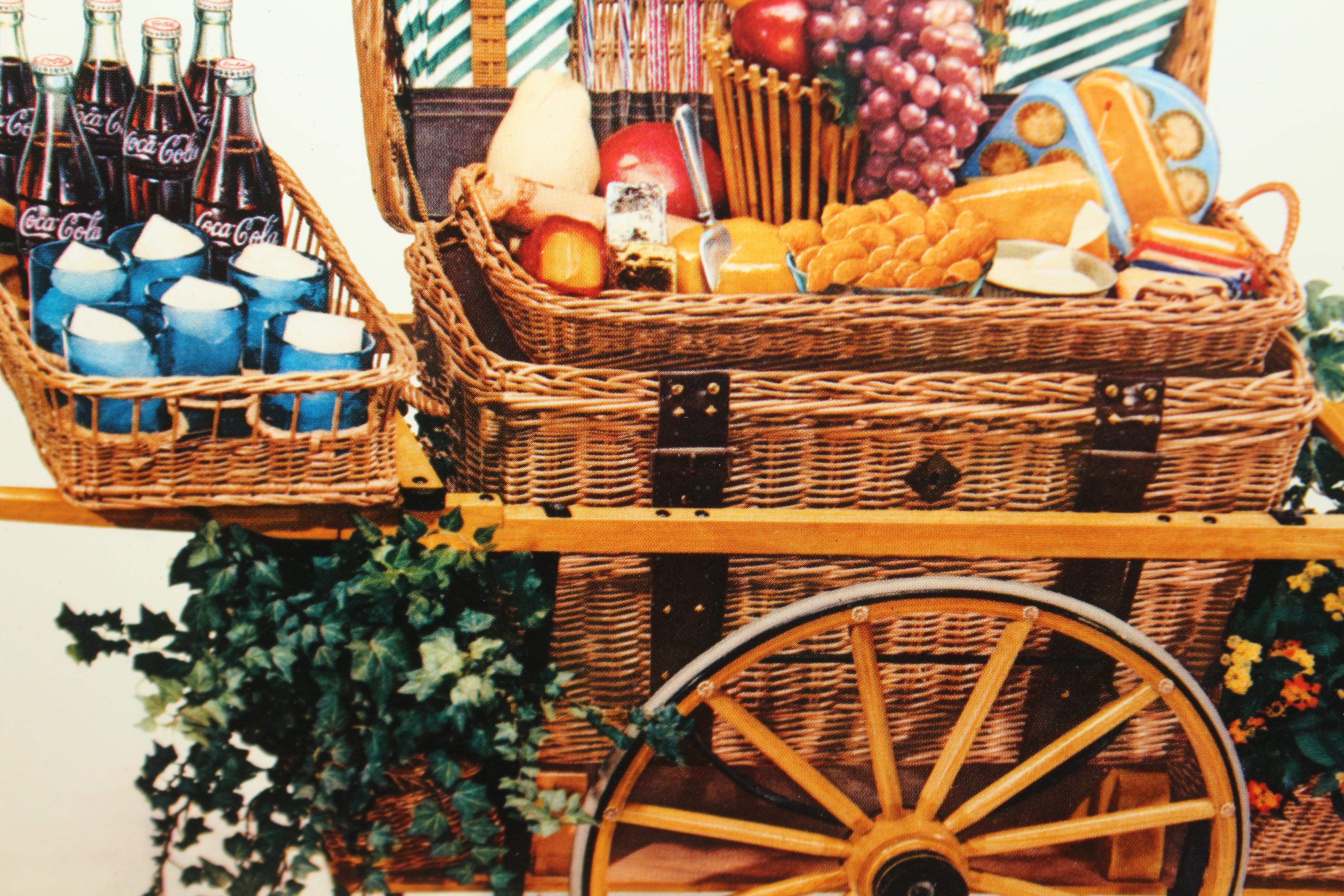 Original Werbetablett von Coca-Cola „Picnic Cart“ aus dem Jahr 1958 im Angebot 3