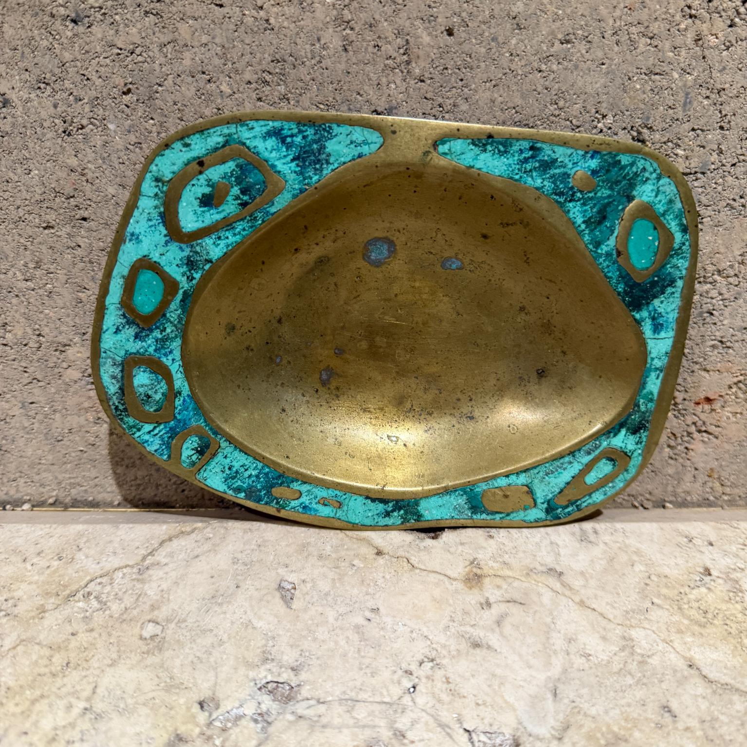1958 Pepe Mendoza Ashtray Malachite and Brass Mexican Modernism For Sale 5