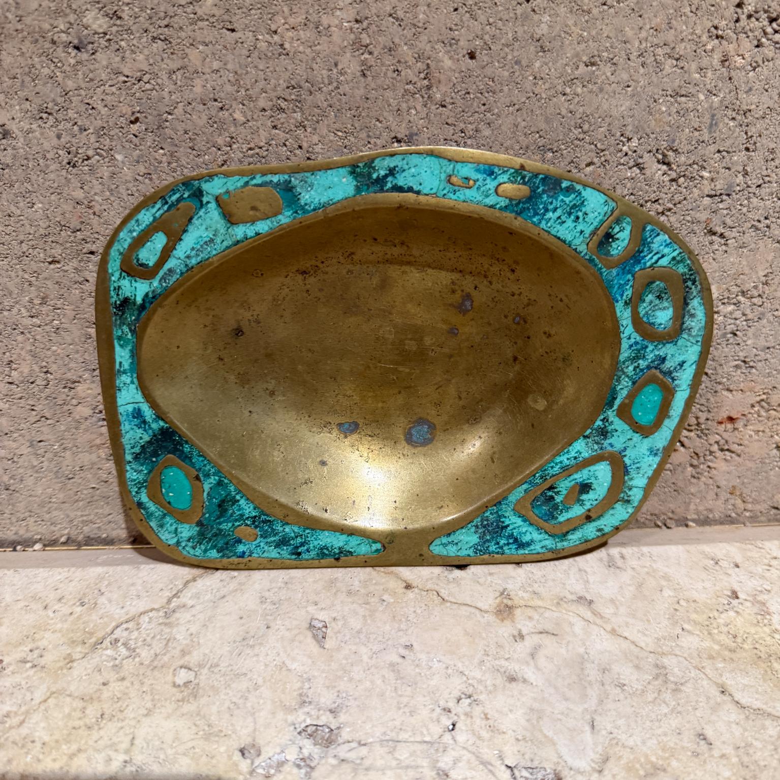 1958 Pepe Mendoza Ashtray Malachite and Brass Mexican Modernism For Sale 6