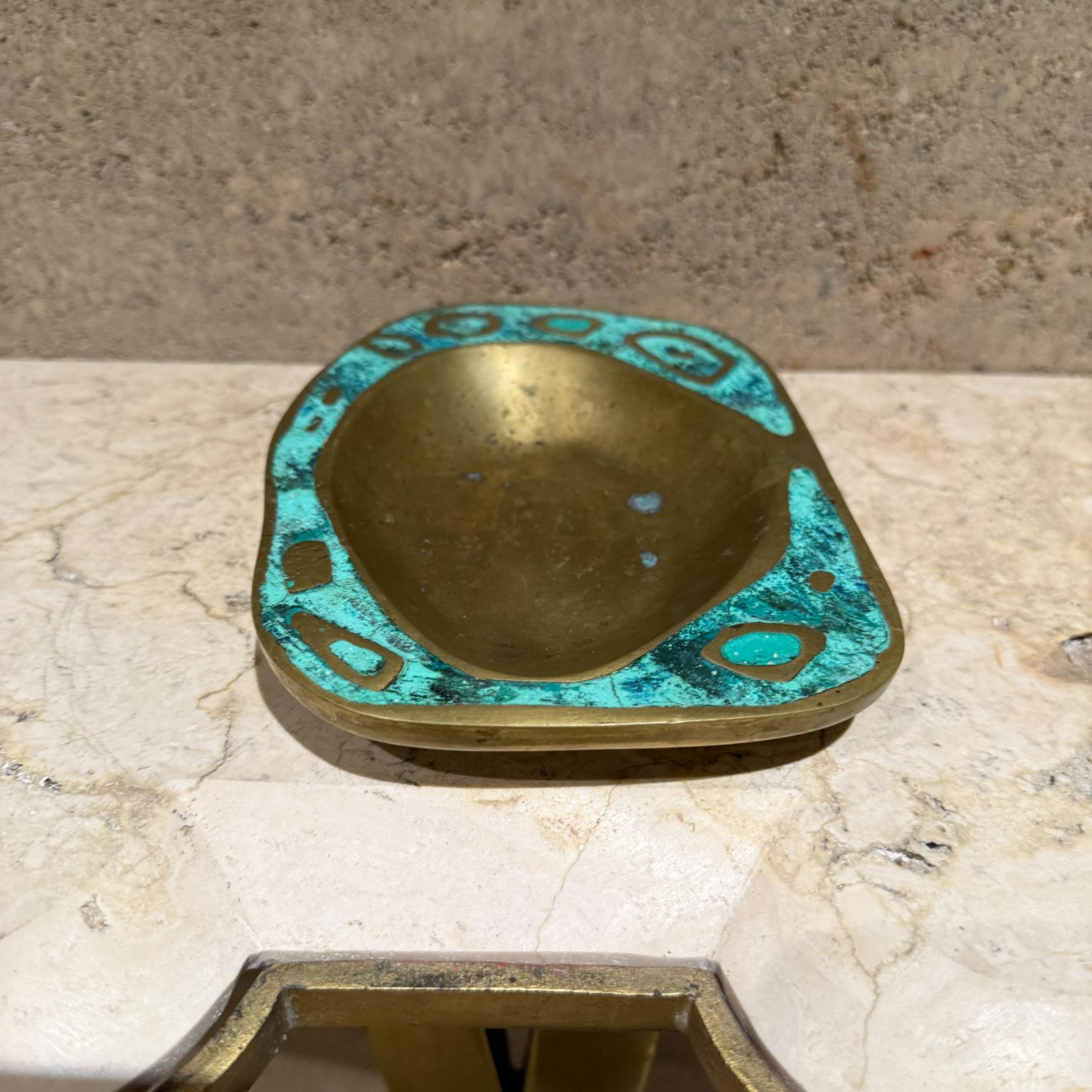 1958 Pepe Mendoza Ashtray Malachite and Brass Mexican Modernism For Sale 1
