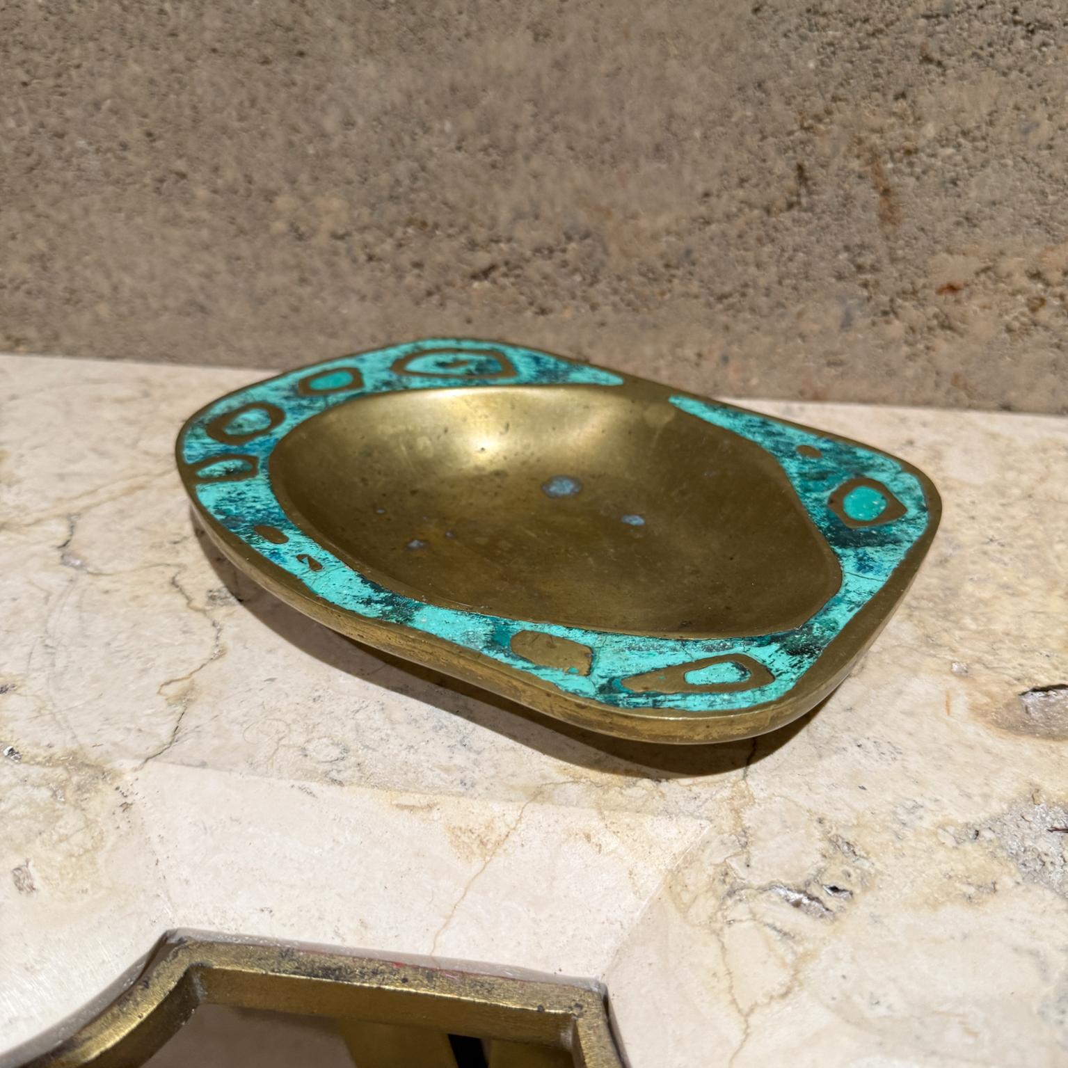 1958 Pepe Mendoza Ashtray Malachite and Brass Mexican Modernism For Sale 2