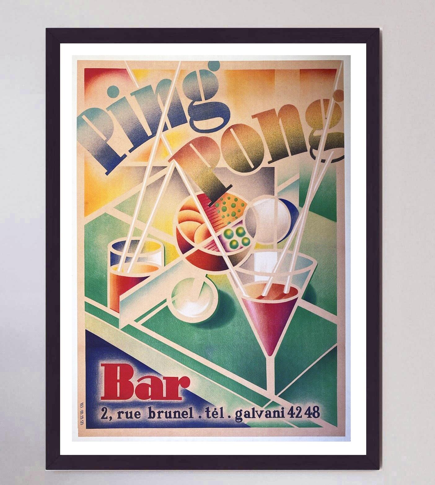 French 1958 Ping Pong Bar Original Vintage Poster For Sale