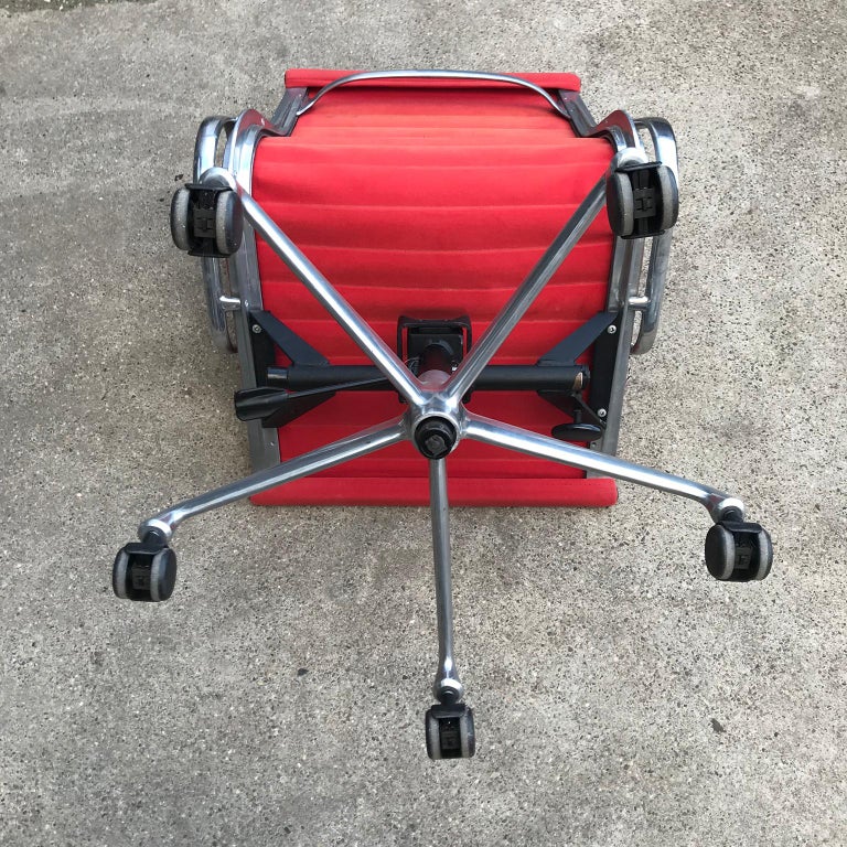 1958, Ray and Charles Eames Red Adjustable Tilt Office Chair with Five Wheels For Sale at 1stdibs