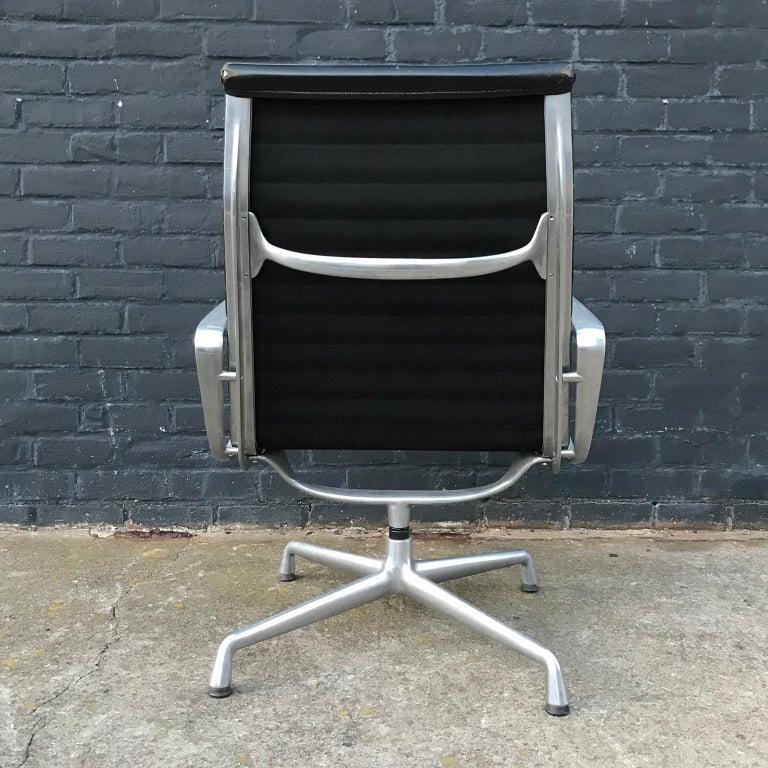 American 1958, Ray & Charles Eames for Vitra Lounge Chair EA 116 in Black Leather For Sale