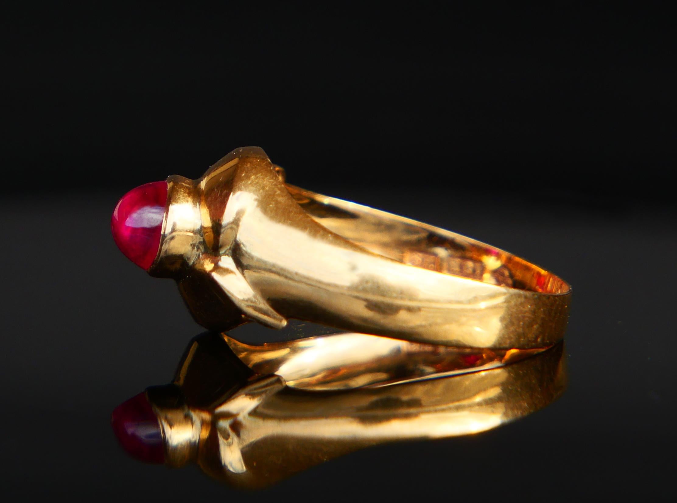 1958 Bague Rubis massif Or 18K Ø US 7.5 / 2.34 gr en vente 7