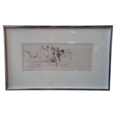 1958 Ronald Markman Whimsical Figural Entertainers Etching New Haven 18"