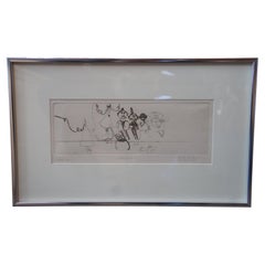 Used 1958 Ronald Markman Whimsical Figural Entertainers Etching New Haven 18"