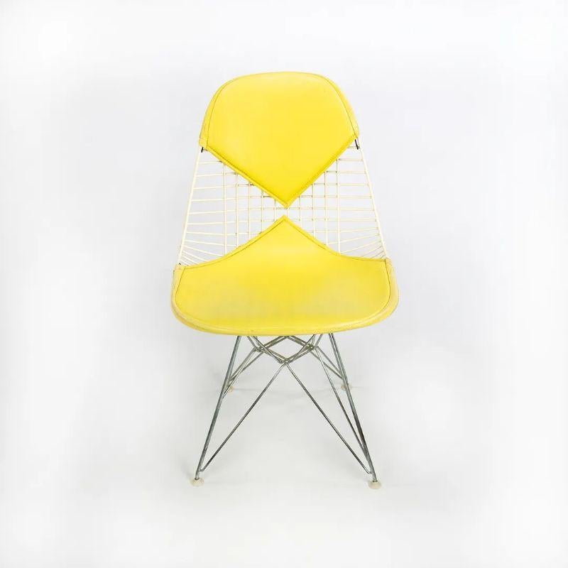 1958 Set of 4 Herman Miller Eames DKR-2 Wire Bikini Chairs in Yellow Naugahyde For Sale 2