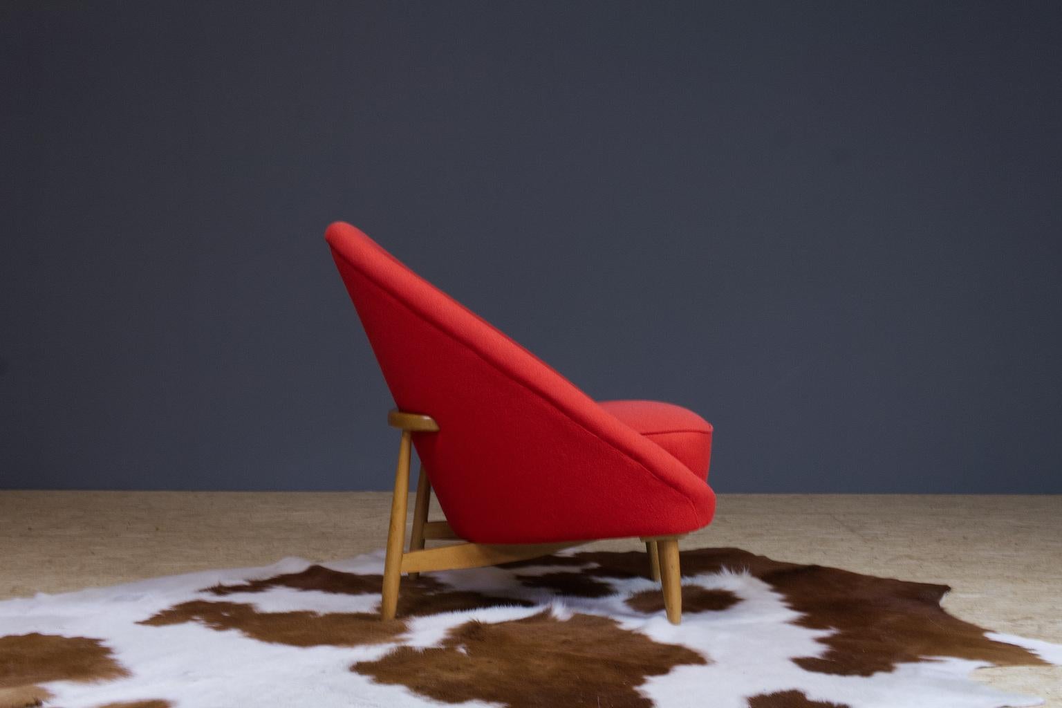 Dutch 1958 Theo Ruth Red Club Chair no. 115 for Artifort, the Netherlands