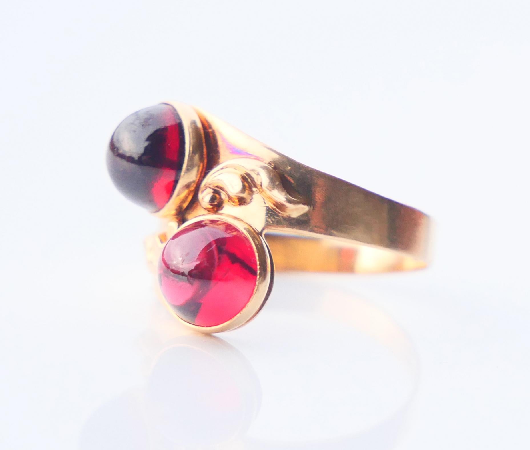 1958 Toi et Moi Ring natural 2.5 ctw. Rubellite 18K Gold US4.25/ 2.35gr For Sale 3