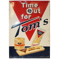 1958 Tom's Toasted Peanuts Embossed Tin Sign