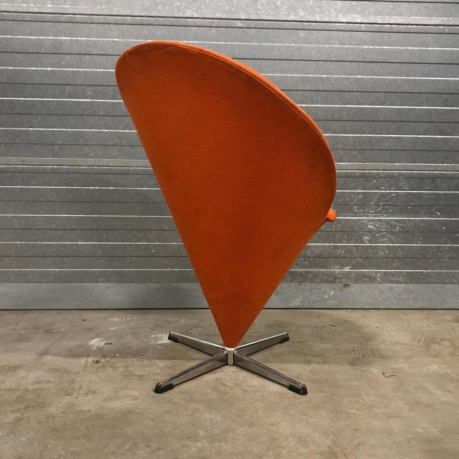 Mid-Century Modern 1958, Verner Panton for Rosenthal, Cone Chair in Original Orange Fabric