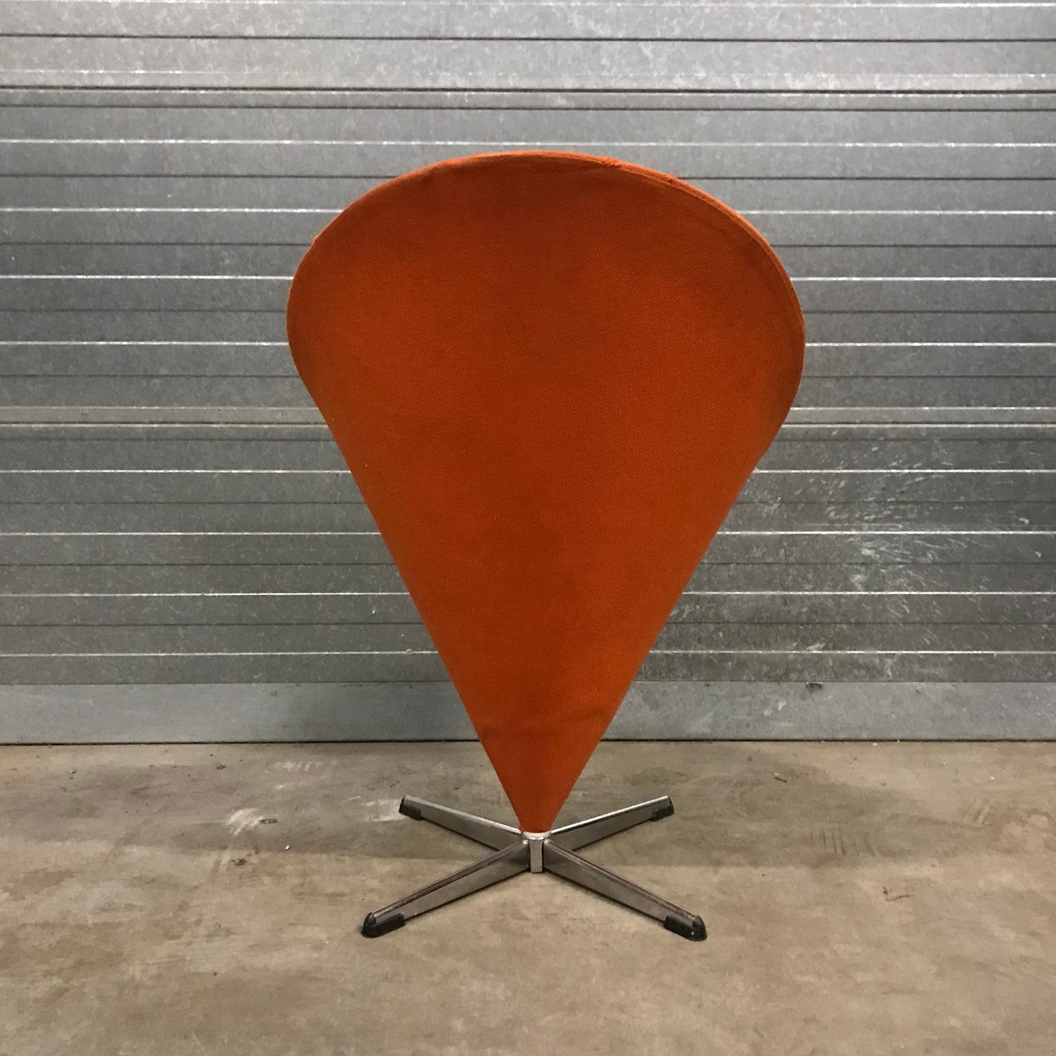 Danish 1958, Verner Panton for Rosenthal, Cone Chair in Original Orange Fabric