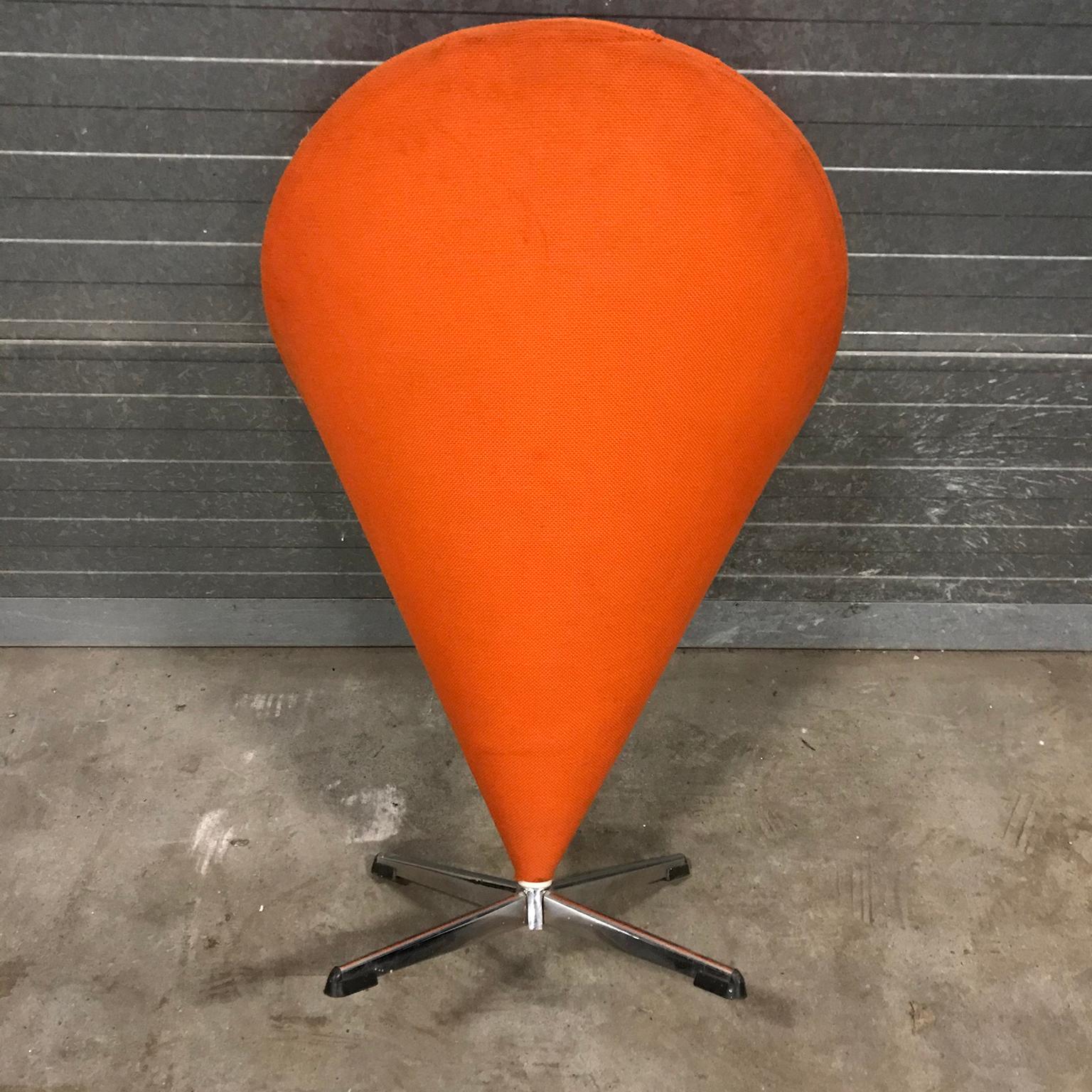 1958, Verner Panton for Rosenthal, Cone Chair in Original Orange Fabric In Good Condition In Amsterdam IJMuiden, NL