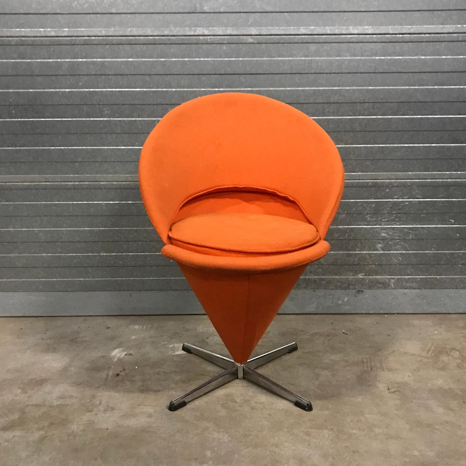 Mid-20th Century 1958, Verner Panton for Rosenthal, Cone Chair in Original Orange Fabric