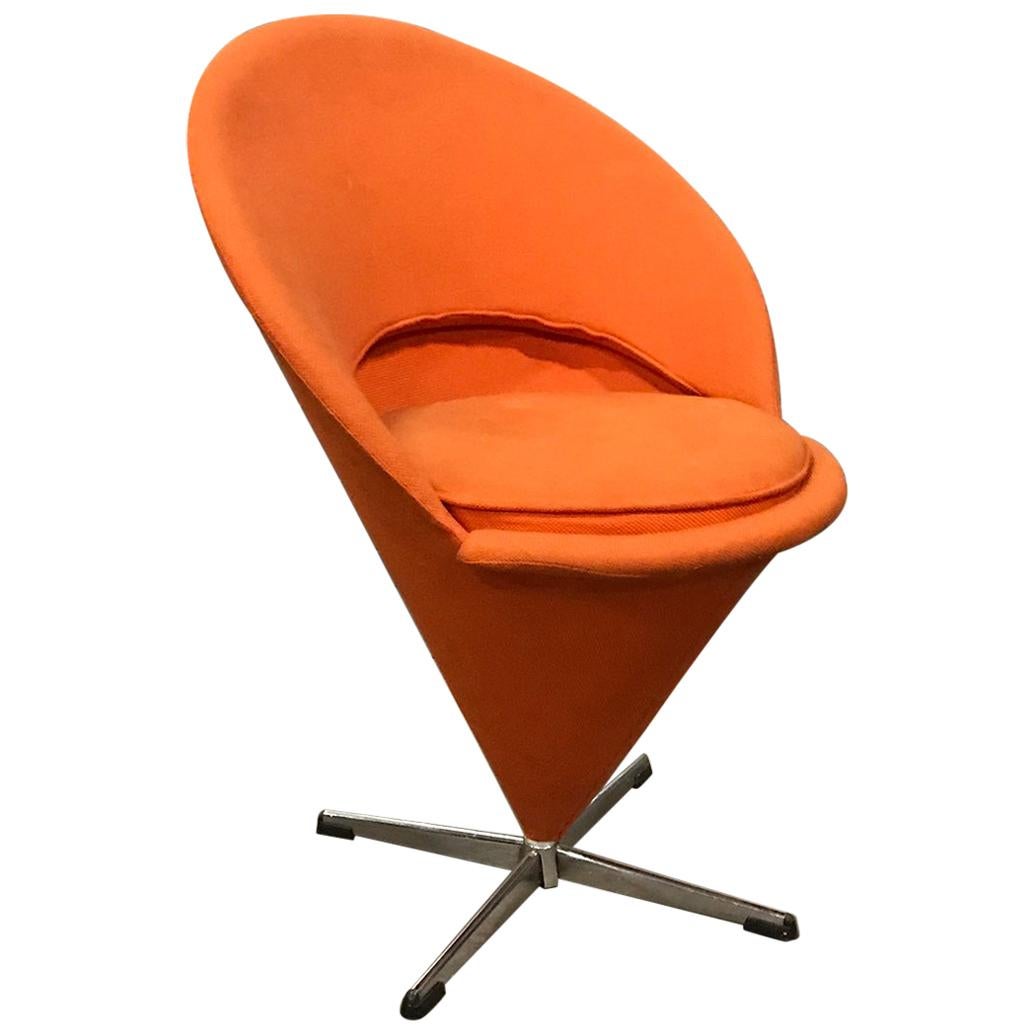 1958, Verner Panton for Rosenthal, Cone Chair in Original Orange Fabric