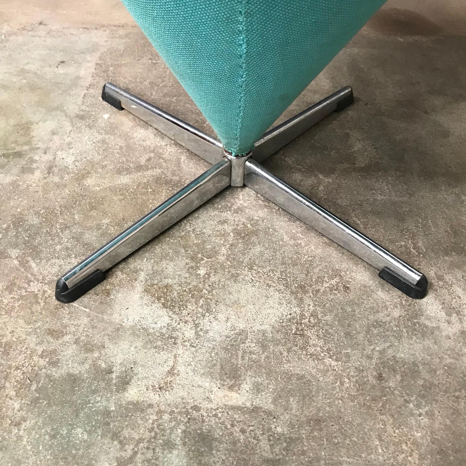 1958, Verner Panton for Rosenthal, Cone Chair in Original Turquoise Fabric 6