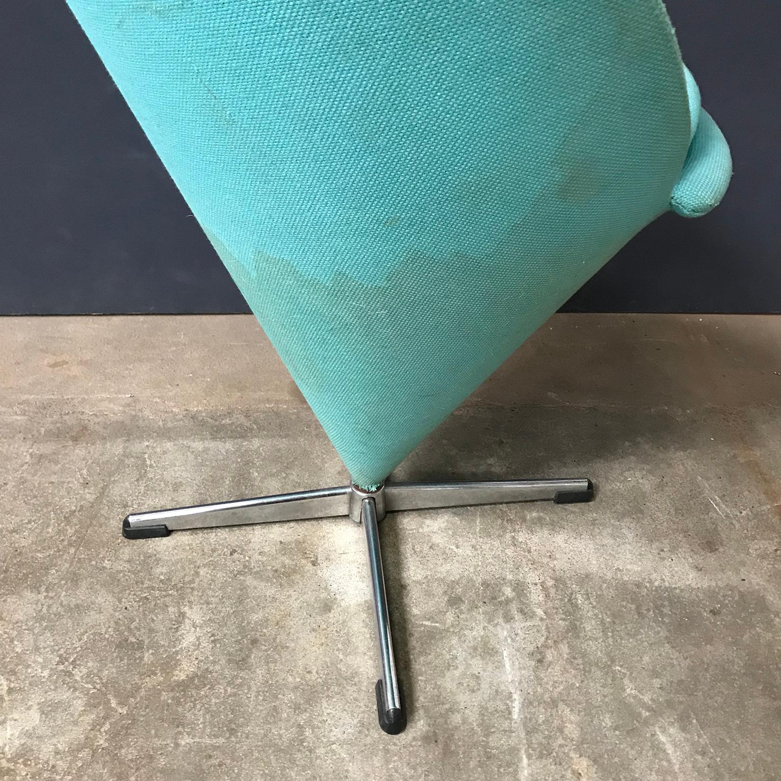 1958, Verner Panton for Rosenthal, Cone Chair in Original Turquoise Fabric 8